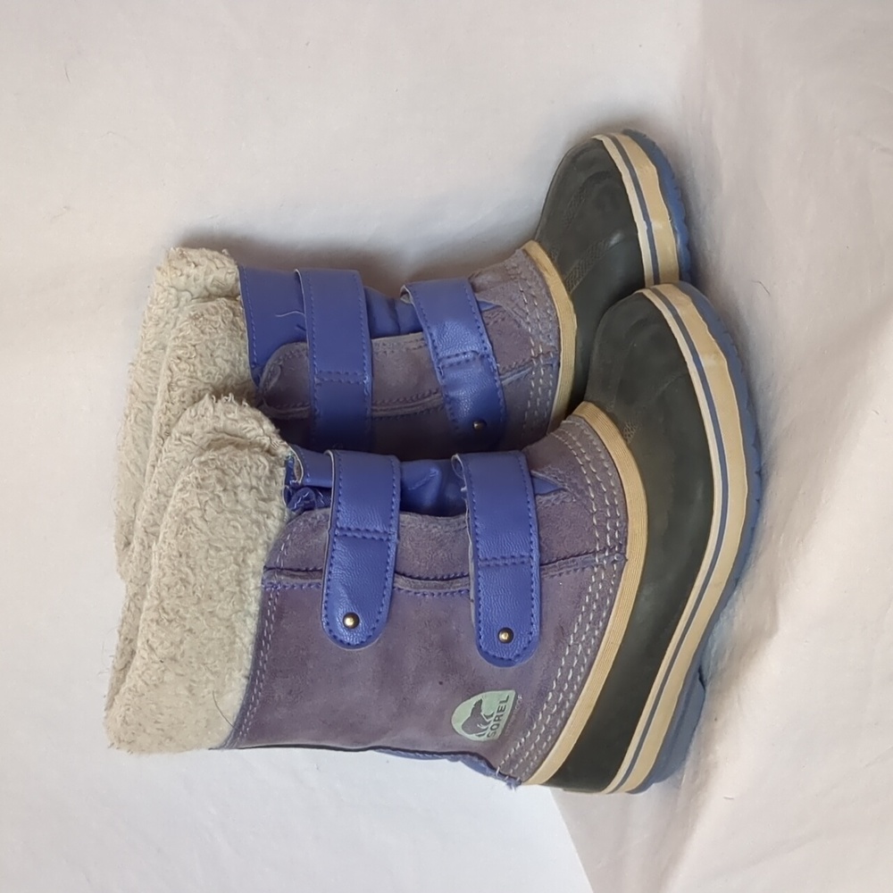 Sorel boots purple removable liners snow winter kids 13